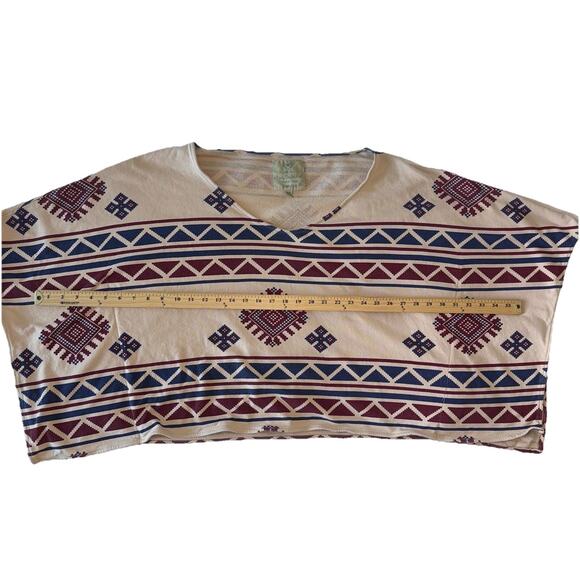 Woman’s Southwest Tribal Geometrical Tunic Top S M Oversized Short Sleeve Flowy - Picture 8 of 9